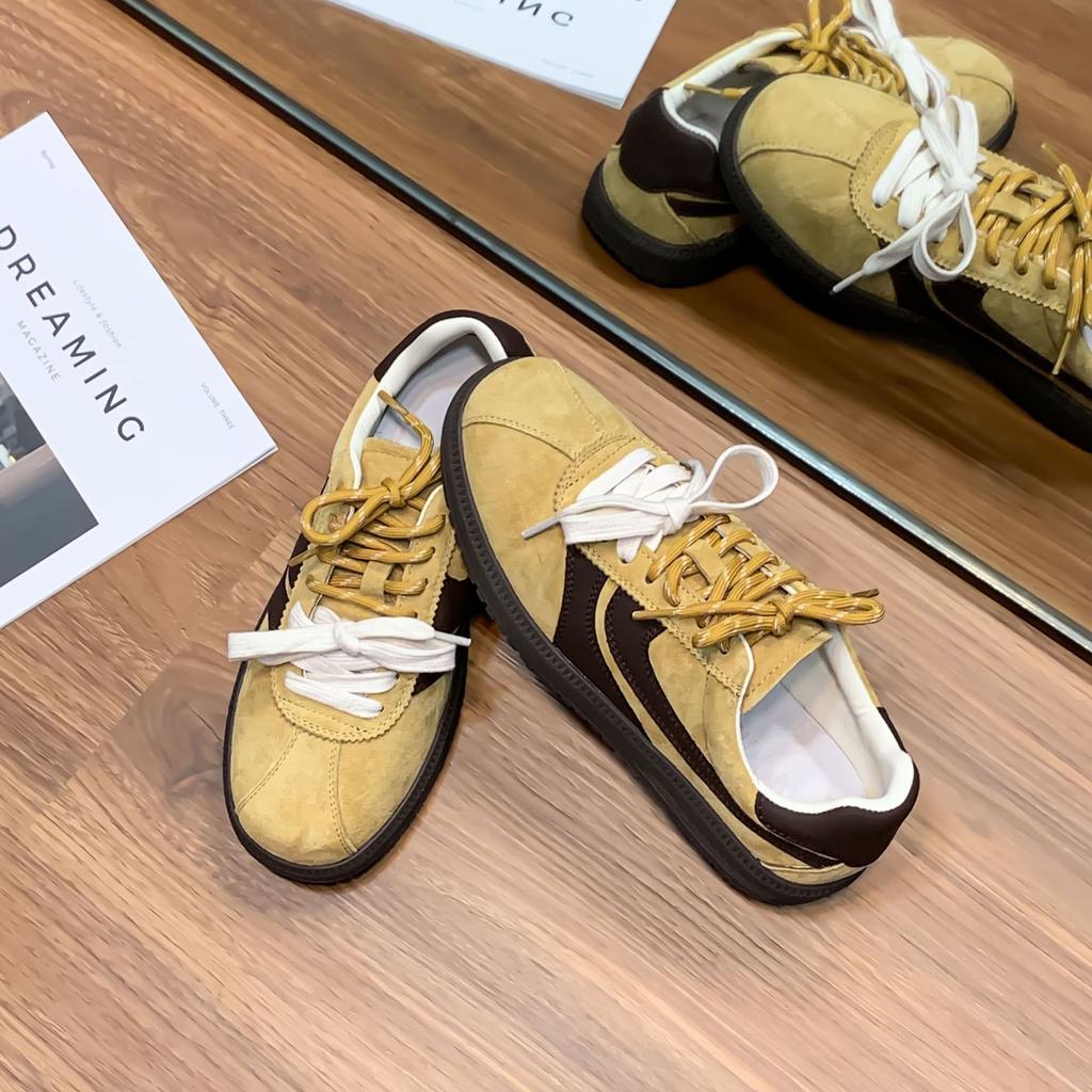 Красные немецкие тренировочные туфли женские 2025 весна и осень новая плоская подошва корейская версия в стиле колледжа повседневная спортивная обувь женская о