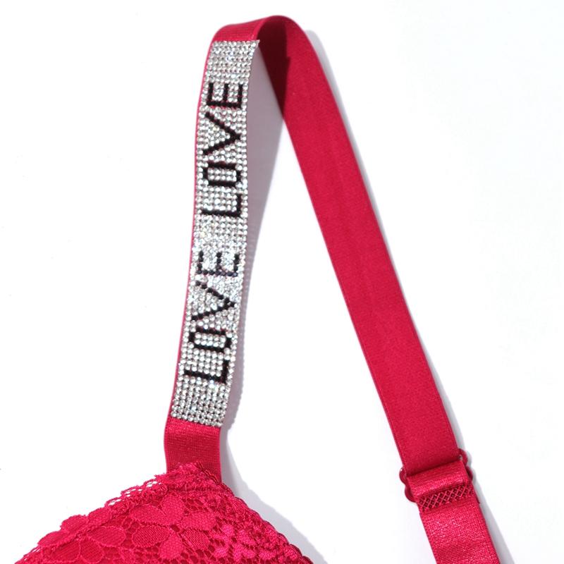 Женский сексуальный кружевной бюстгальтер с тонкими бретельками со стразами на косточках, поддерживающее нижнее белье