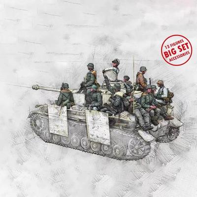 Смоляная фигурка 1/35, неокрашенный набор-модель, военная тематика Второй мировой войны, (13 солдат, никаких танков) Несобранный и неокрашенный GK,