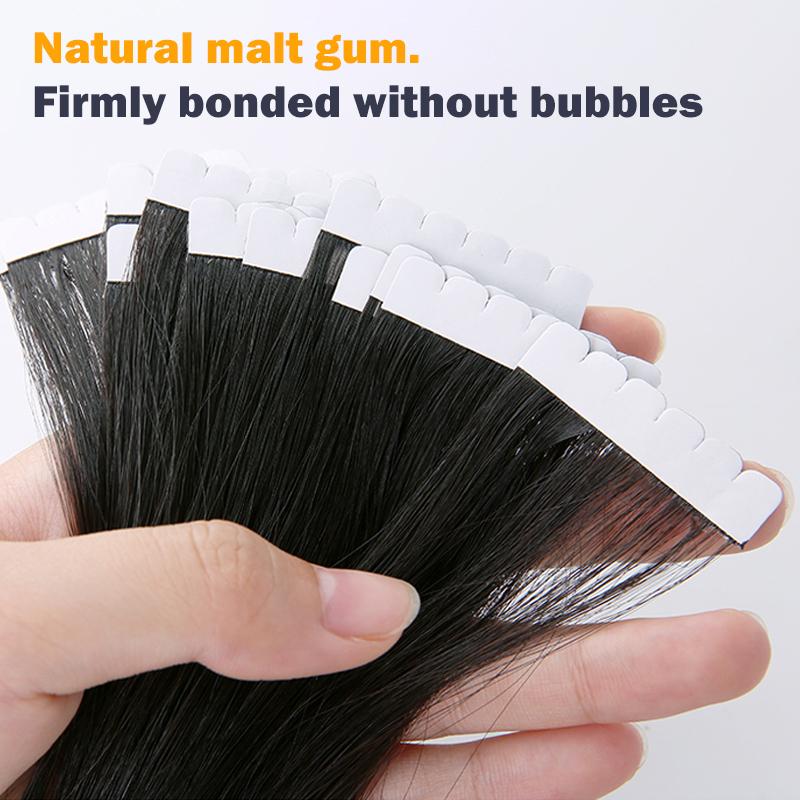 JENSFN Mini Tape In Hair Extensions 100% Natural Human Hair Remy Quality Straight Seamless PU Tape Ins Brown blonde For Salon