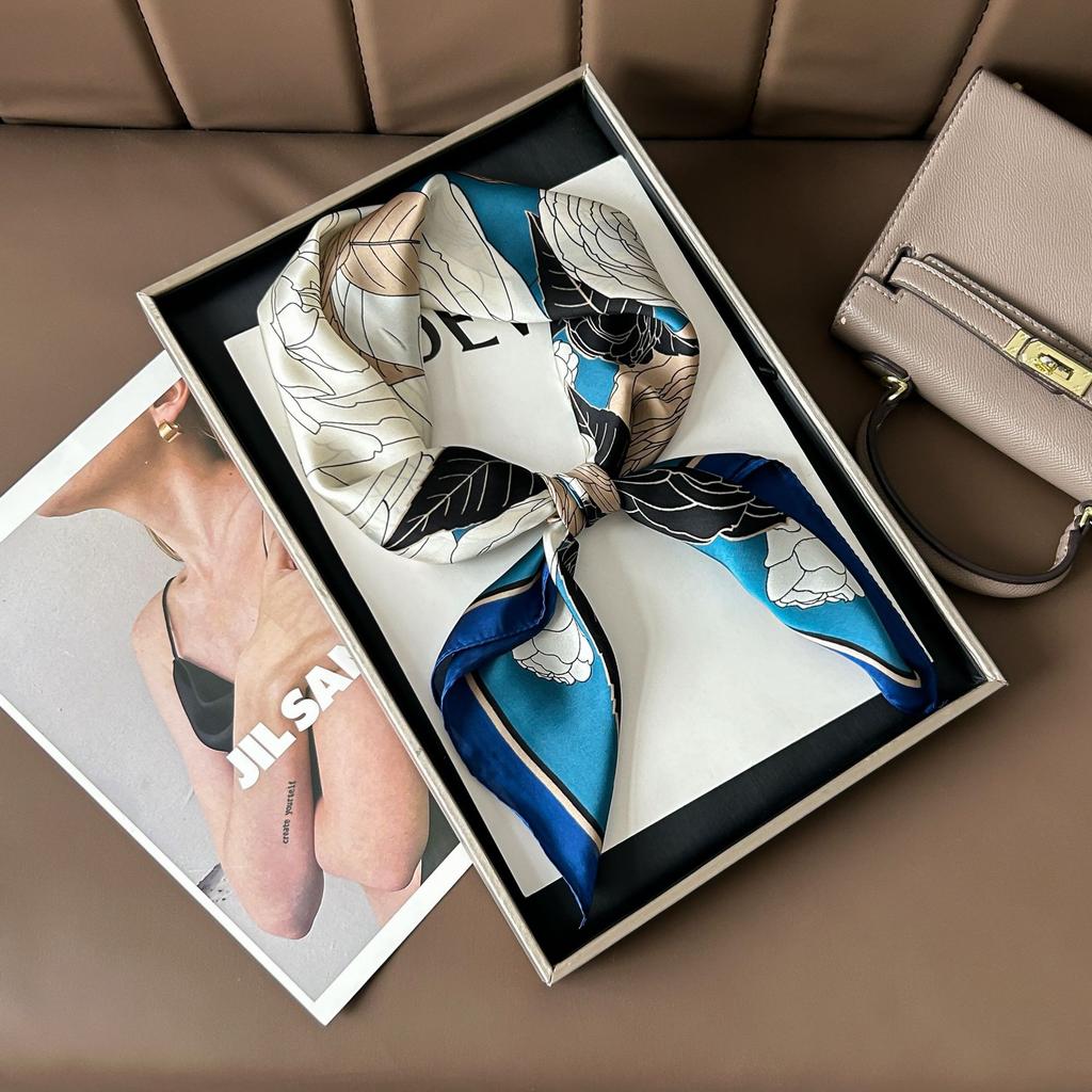 Шелковый шарф женский модный универсальный высокий смысл 70 квадратный шарф защита шеи шарф ретро шарф сумка