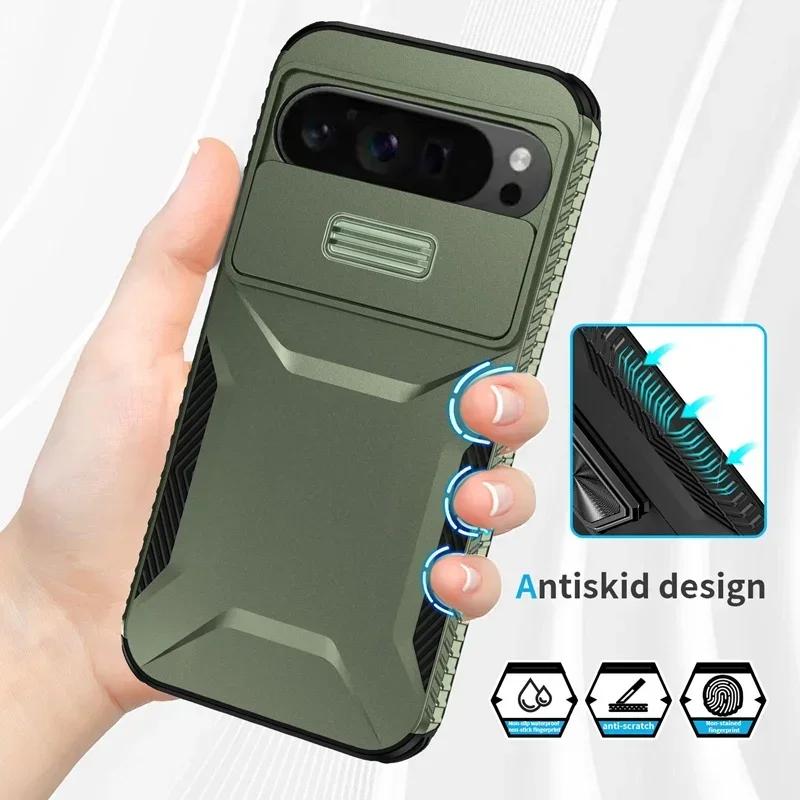 Чехол для Google Pixel 9 Pro XL Противоскользящий Чехол Сдвижная Защита Камеры Жесткий Чехол для Телефона для Google Pixel 9A 8Pro 7 Pro Оболочка