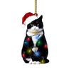Забавные украшения из черной кошки, рождественские украшения с милым котом высотой 3,15 дюйма, рождественские украшения, подвеска на рождественскую елку, украшения на елке