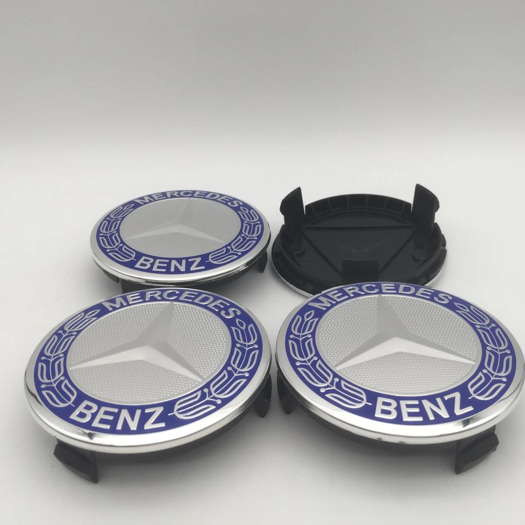 For Mercedes Benz 4pcs 3D 75mm For Mercedes Benz AMG Car emblem Wheel hub Center Cap Badge covers sticker Decals Styling accesso