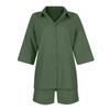 Women's Casual, Fashionable, Sexy, Comfortable, Breathable And Cool Solid Color Short-sleeved Shorts Set
