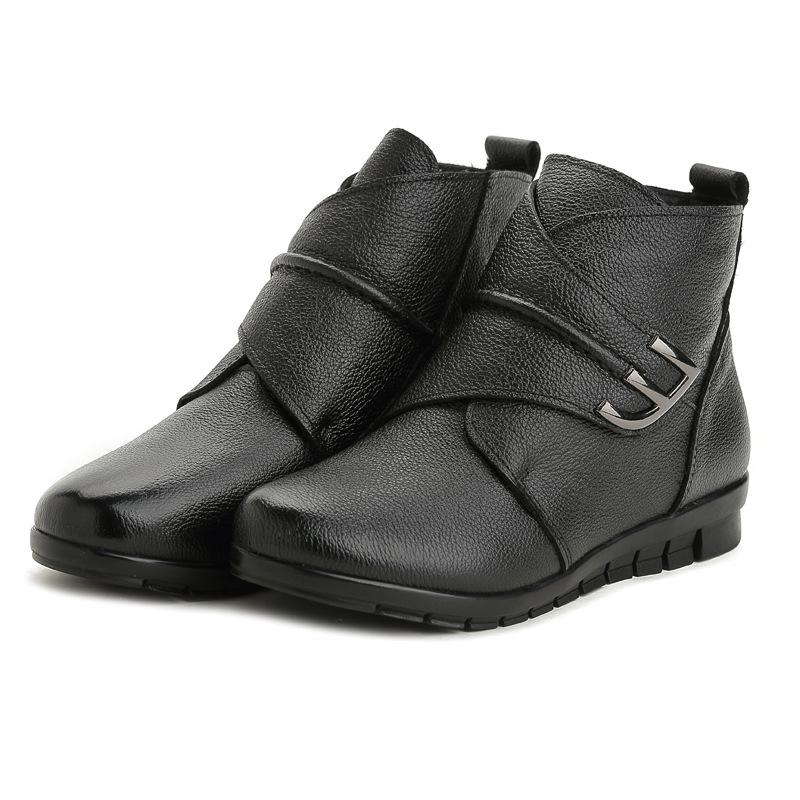 Модные женские ботильоны из натуральной кожи на плоской подошве, зимняя обувь, женские теплые нескользящие черные коричневые женские ботинки 887