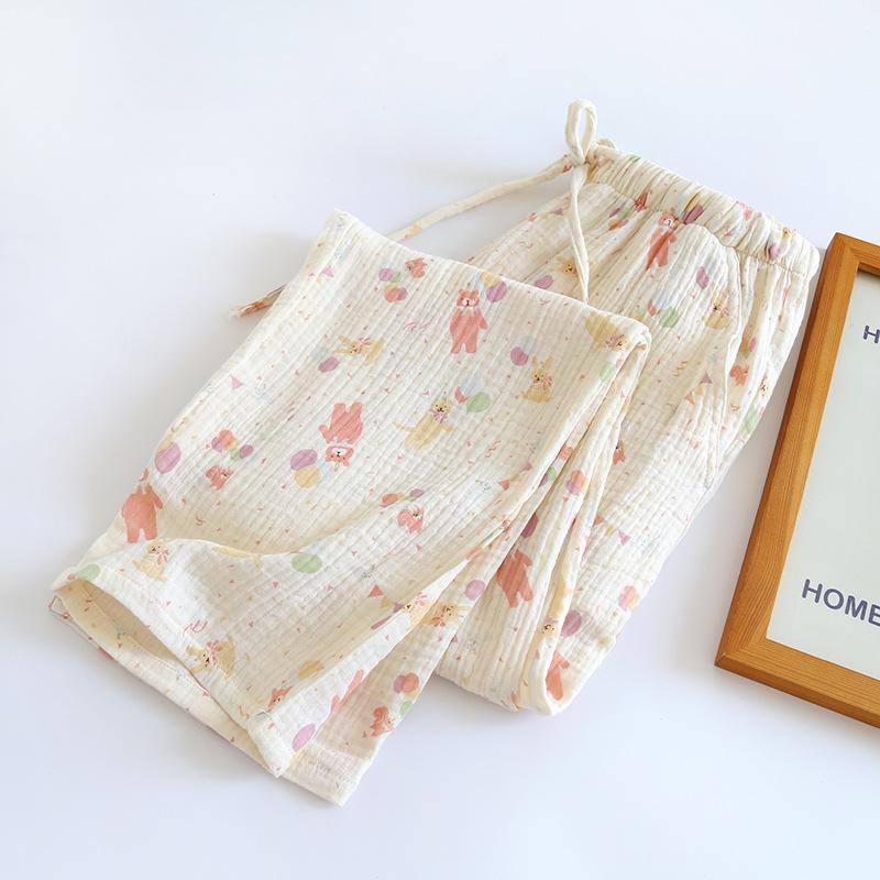 Весна Лето Женские Пижамы Хлопковые Штаны Женские Удобные Свободные Домашние Штаны Тонкие Брюки Карманы