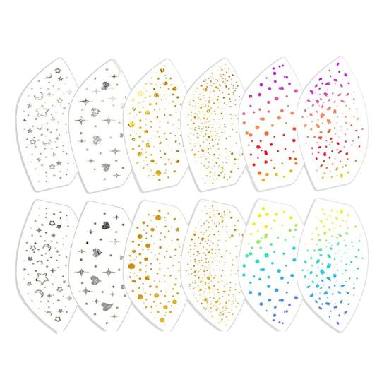 Metallic Gold Eye Tattoo Stickers, Temporary Foil Face Stickers for Party Makeup, Waterproof Flash Eye Tattoos for Festival, Rave, Halloween, Club