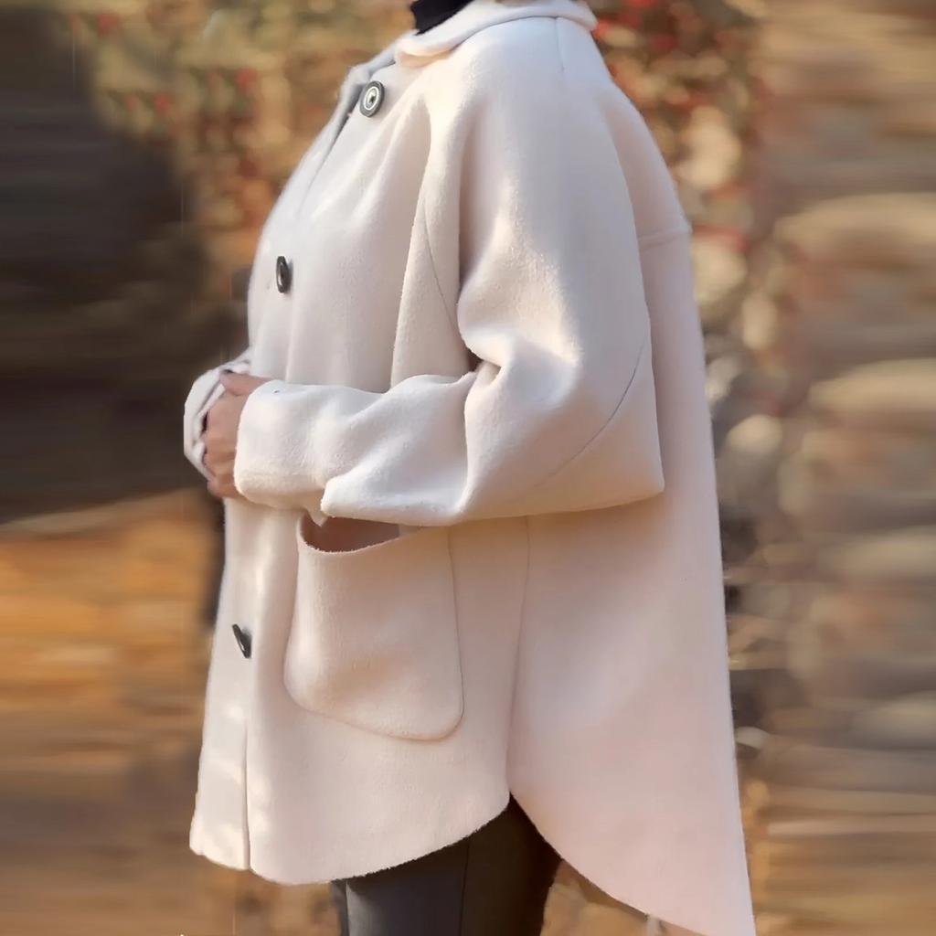 Женское длинное шерстяное женское пальто с завязками на талии и двойной пряжкой