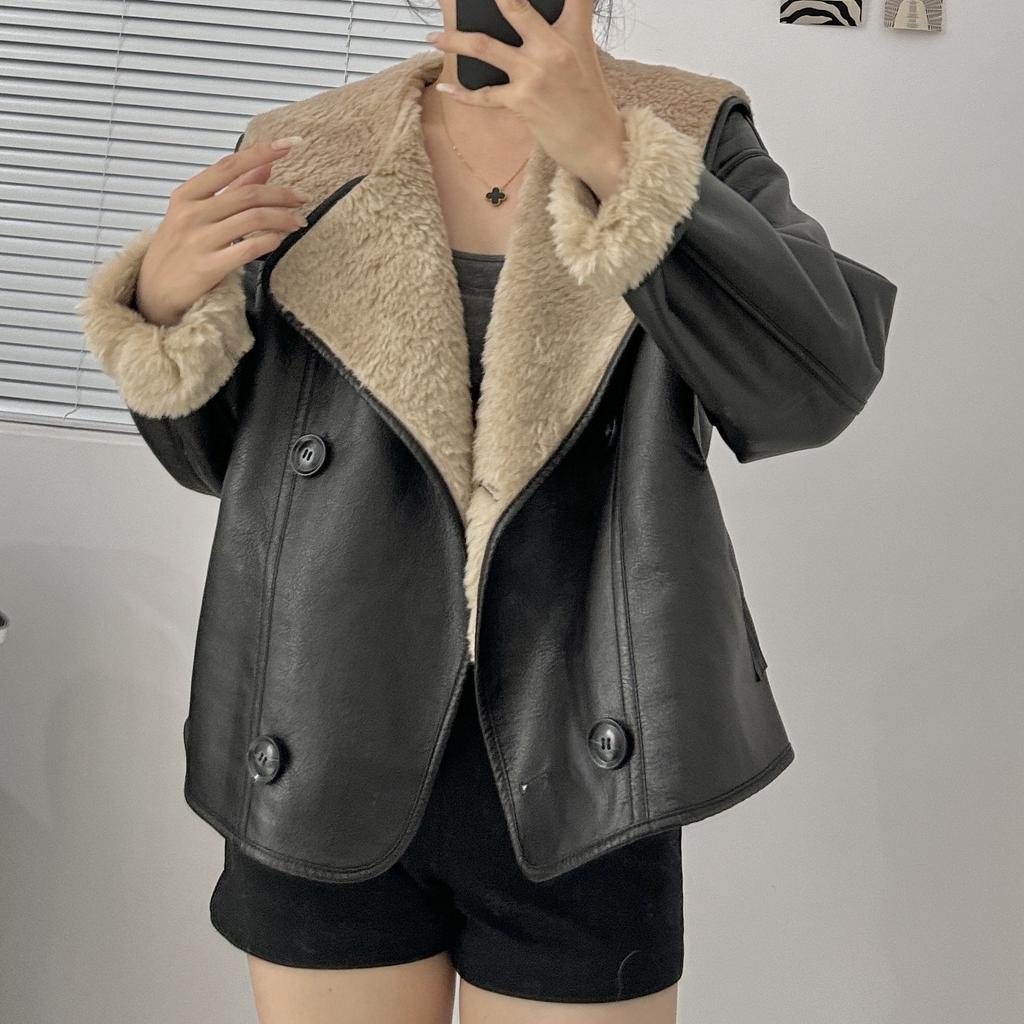 Теплая и экологически чистая меховая куртка-комбинация для женщин, зимняя новая повседневная куртка из искусственной овечьей шерсти в корейском стиле из кожи