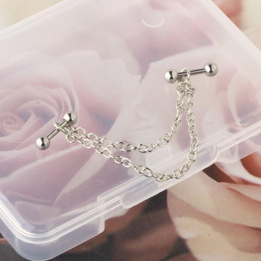 Серьги-цепочки для хряща, промышленные серьги-цепочки из нержавеющей стали, двойной пирсинг, модная вечеринка