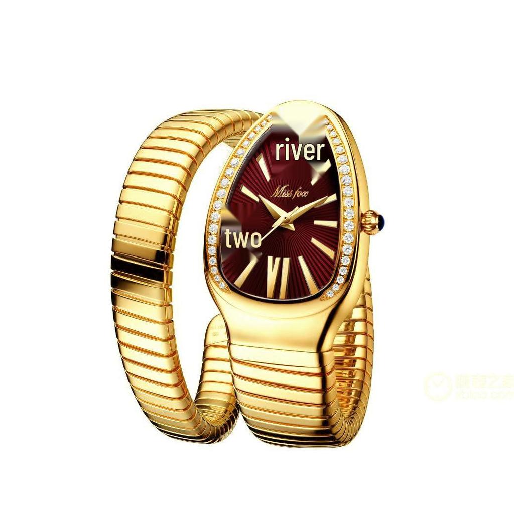 MISSFOX Women's Stainless Steel Snake Head Diamond Bangle Watch