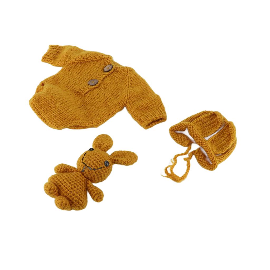 Детские наряды для фотосъемки из пряжи Кролик Милый вязаный реквизит для фотосъемки новорожденных для девочек и мальчиков Желтый