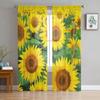 Современные тюлевые шторы с принтом «Поле подсолнечника», тюлевые шторы для спальни, декора балкона, окна, креативная модная домашняя прозрачная занавеска