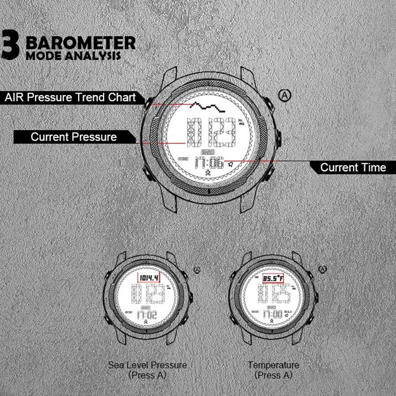 NORTH EDGE Мужские цифровые часы из углеродного волокна, корпус для мужчин, спортивные, беговые, плавающие, WR50M, часы с высотомером, барометром, компасом