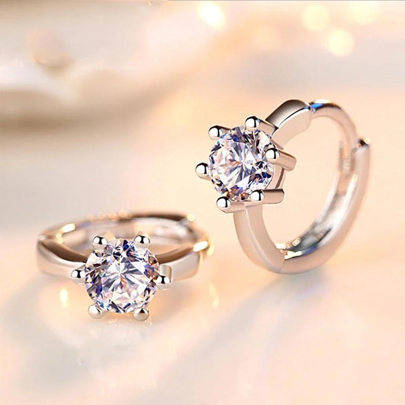 Модные серьги с серебряной иглой, шесть когтей, циркон, сердце, стрела, круглые пусеты для женщин, лучший подарок, Pendientes Oorbellen