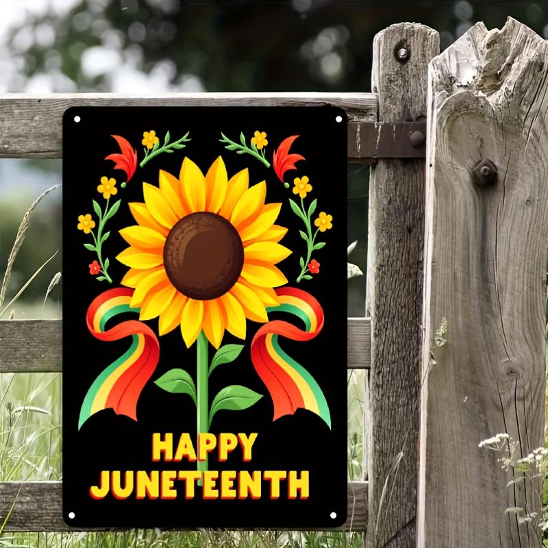 D Metal Sign pc Juneteenth Decoration with Vibrant Sunflower Silk Design for Home Outdoor Celebrations