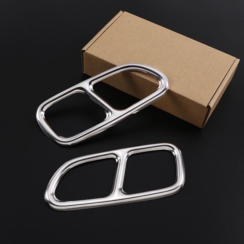 For Mercedes Benz CLA C117 SLK 2009-2016 Car Tail Throat Decor Frame Exhaust Pipe Trim Cover Stainless Steel Accessories 2 Pcs