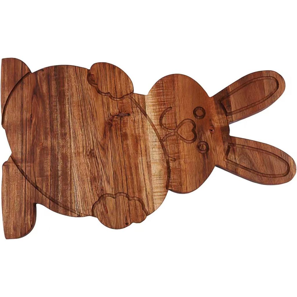 Shaped Wooden Plate Kitchen Wooden Cutting Board Wooden Cooked Food Board Cheese And Food Plate Suitable For Easter Or Spring Decoration
