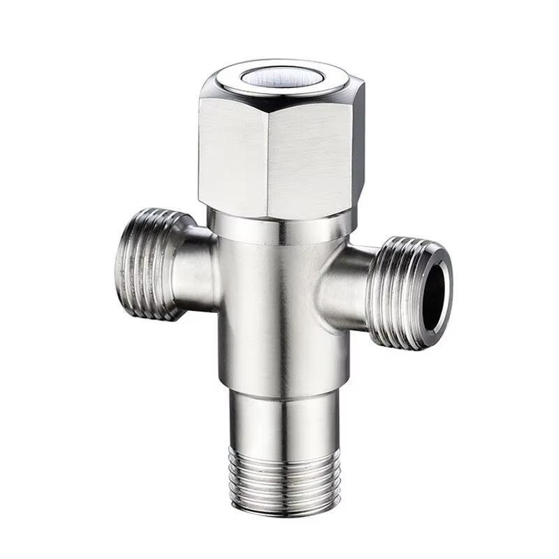 Stainless Steel Bathroom Quick Opening Triangle Valve Faucet Accessories Two-way Angle Valve G1/2 Thread Water Inlet