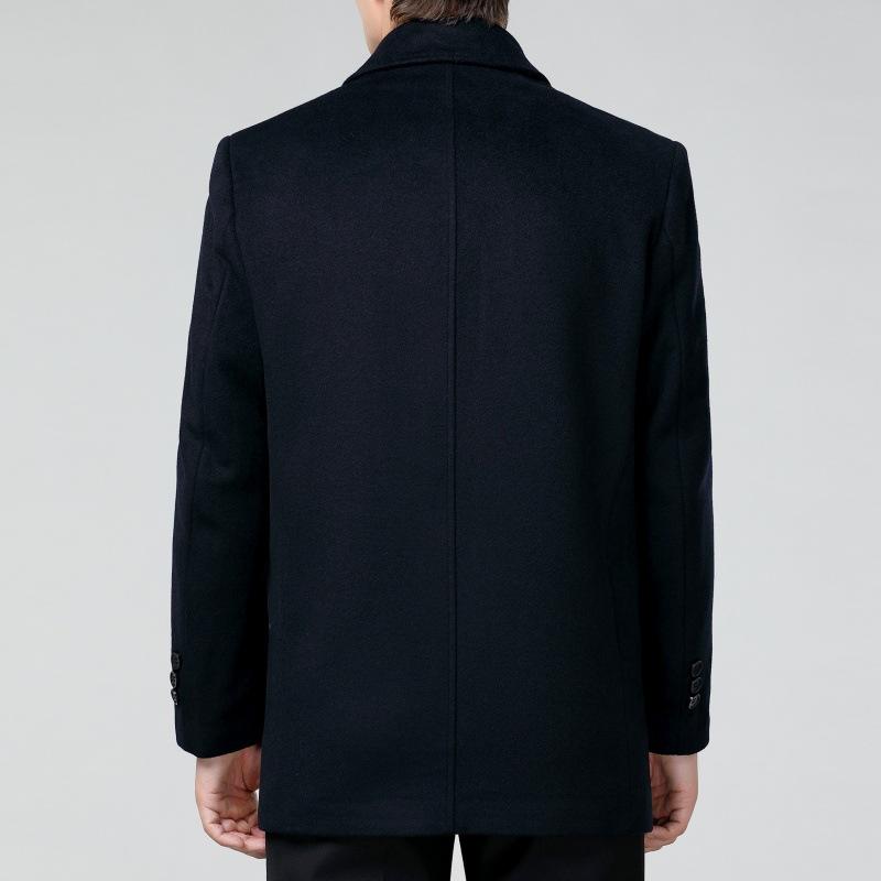 Мужская кашемировая куртка, повседневное короткое пальто для среднего и пожилого возраста, осенне-зимнее толстое шерстяное пальто с лацканами