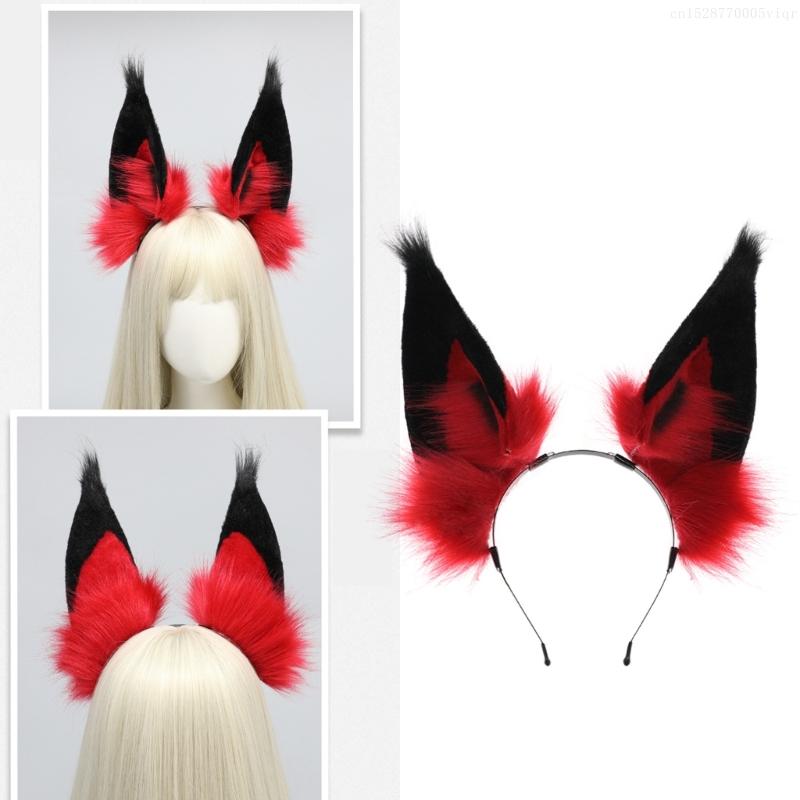 Bendable Alastor Ears Headband Anime Costume Headband Masquerades Headwear Cosplay Party Hairhoop Accessories F0S4