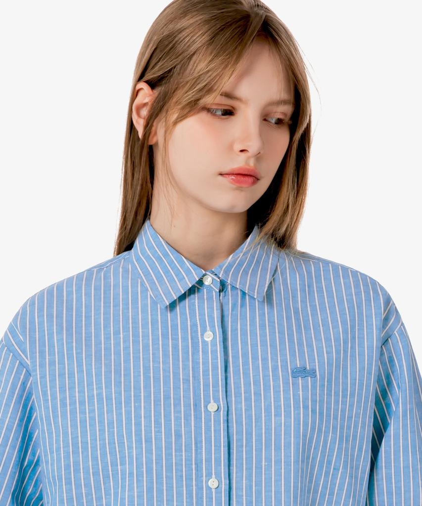 LACOSTE Women'S Cotton Linen Crop Shirt Cf006E-56G Jbk