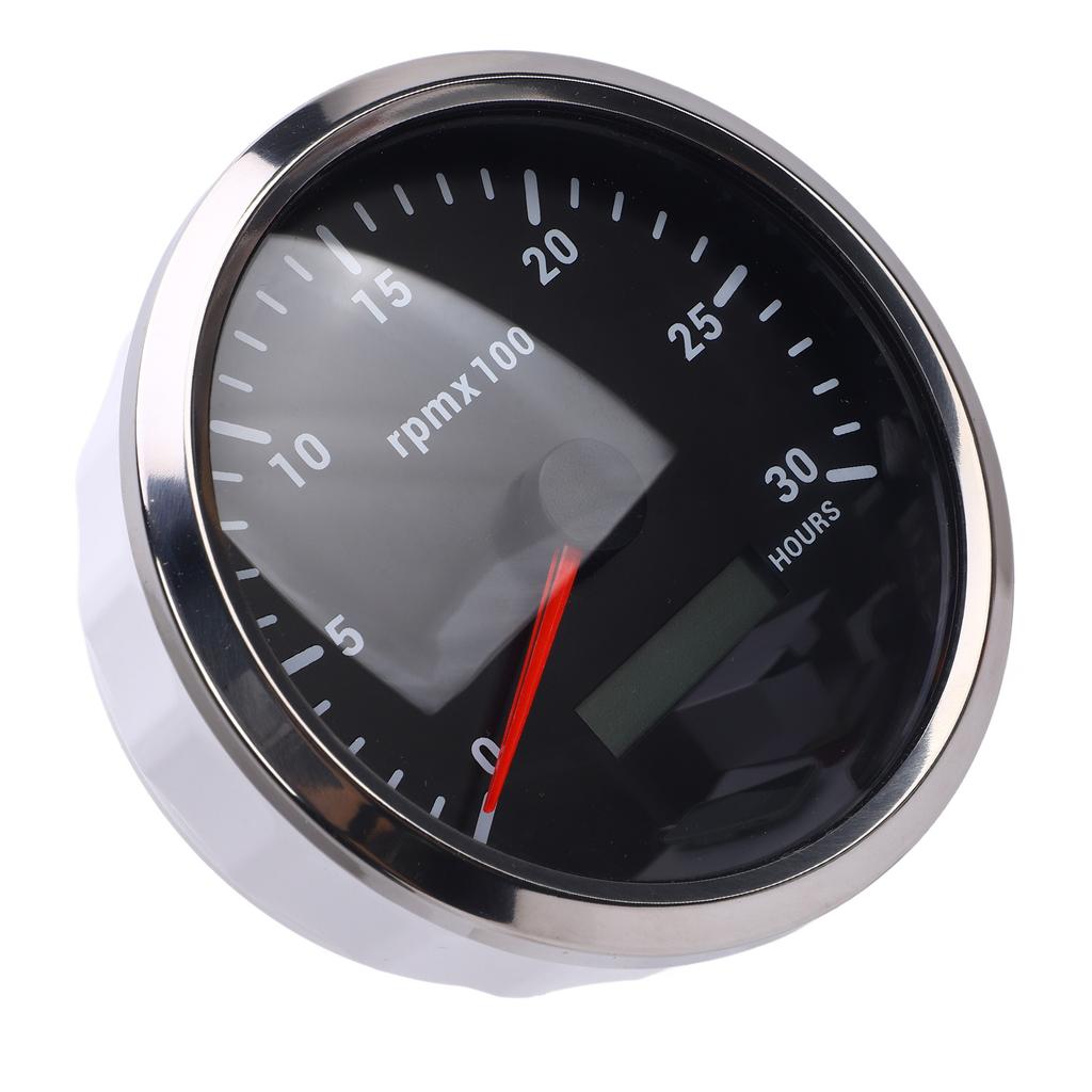 110мм 4 3 8 дюймов Тахометр 7 цветов подсветки DC 9 32В 3000 об/мин Прибор с счетчиком моточасов для автомобиля, яхты, дома на колесах, лодки, грузовика, черный