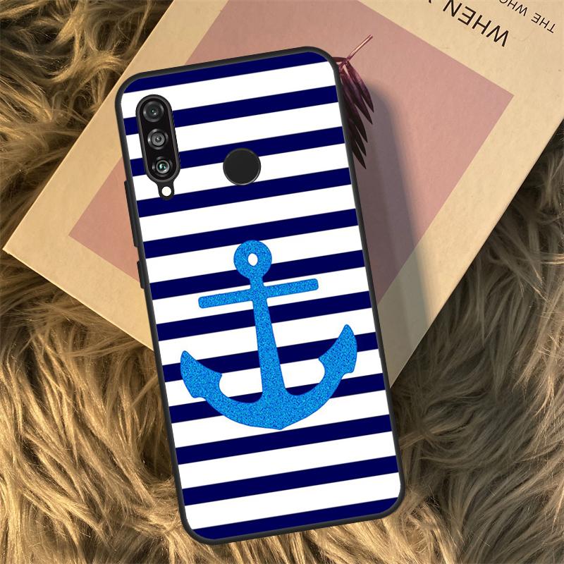 Полоски Якорь Лодка Штурвал Для Huawei Nova 11i 12i 3i 7i 8i 9 10 SE Y60 Y61 Y70 Y72 Y73 Y90 Y91 P20 P30 P40 Lite Чехол