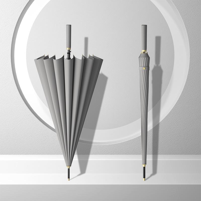 24-Bone Long Handle Umbrella: Large, Double-Reinforced Automatic Business Umbrella