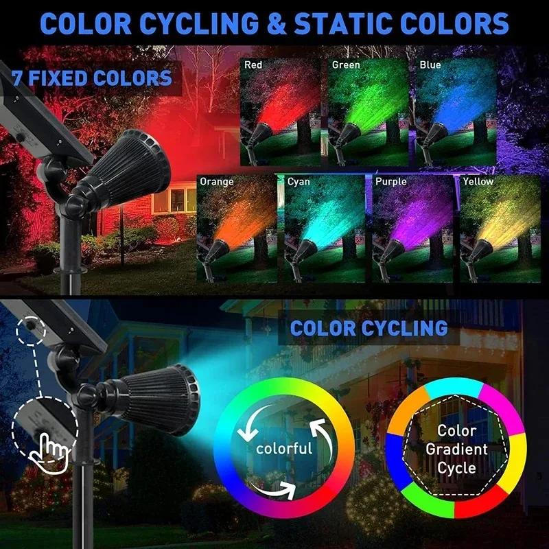 7LED Outdoor Solar Lights RGB Changing Lawn Ground Lamp IP65 Waterproof Landscape Spotlights Lighting For The Garden Decor