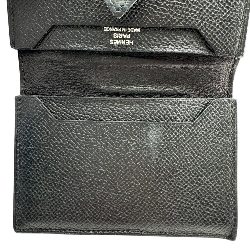 Hermes Кожаный чехол для карт из бобовой кожи черный кожаный унисекс Б/У