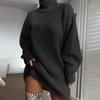 Women's Fashion Casual Knitting Solid Color Long Sleeve Turtleneck Sweater  Dress