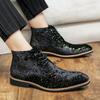 Новые мужские очаровательные бархатные лакированные кожаные ботильоны челси Британские мужские остроносые ботинки на шнуровке с высоким верхом Бренд Черная синяя обувь