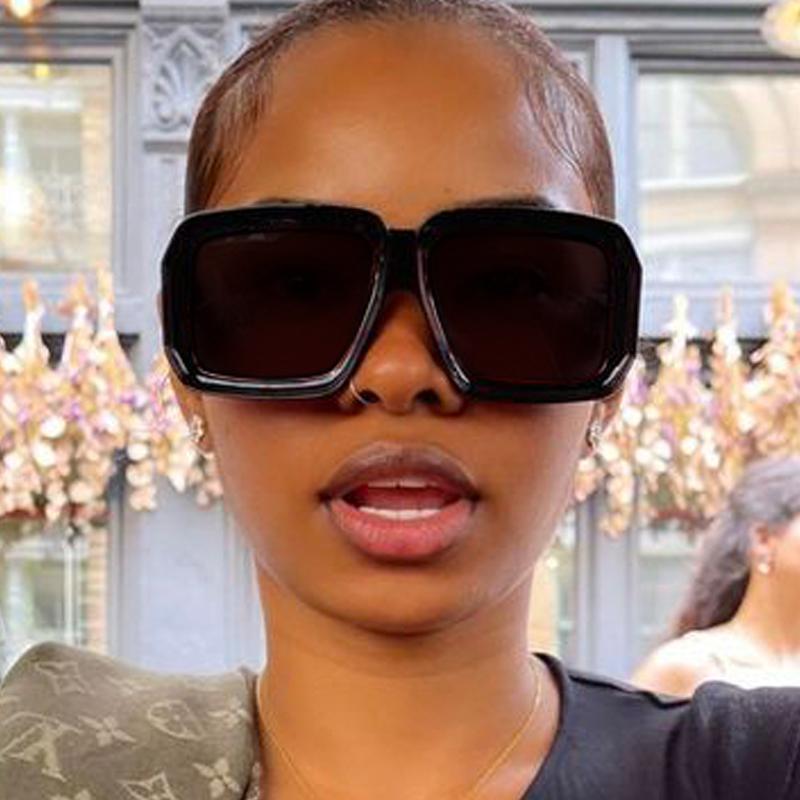 Fashion Purple Square Oversized Sunglasses Women Luxury Designer Big Frame Thick Sun Glasses For Men Shades Travel Goggle