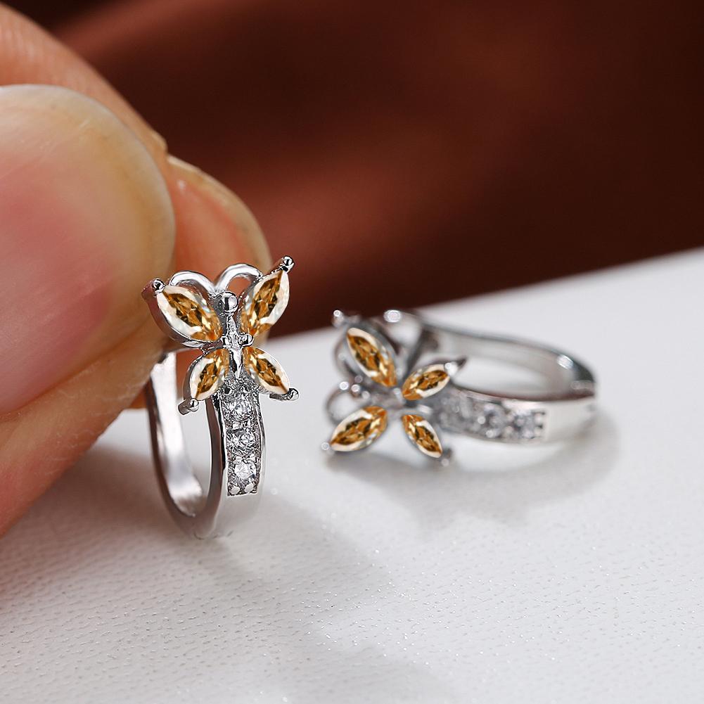 1 пара милых серег-капель серебряного цвета в форме бабочки, серьги-подвески огранки «маркиз», синие, белые, красные, зеленые, с камнями, висячие серьги, ювелирные изделия для свадебной вечеринки