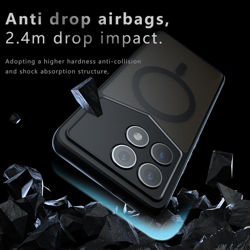 Для Xiaomi Redmi K70 K70E Poco F6 X6 Pro Чехол Матовый Magsafe Ударопрочный Встроенные Уголки с Воздушной Подушкой Нежелтеющий Материал Мягкая Обложка