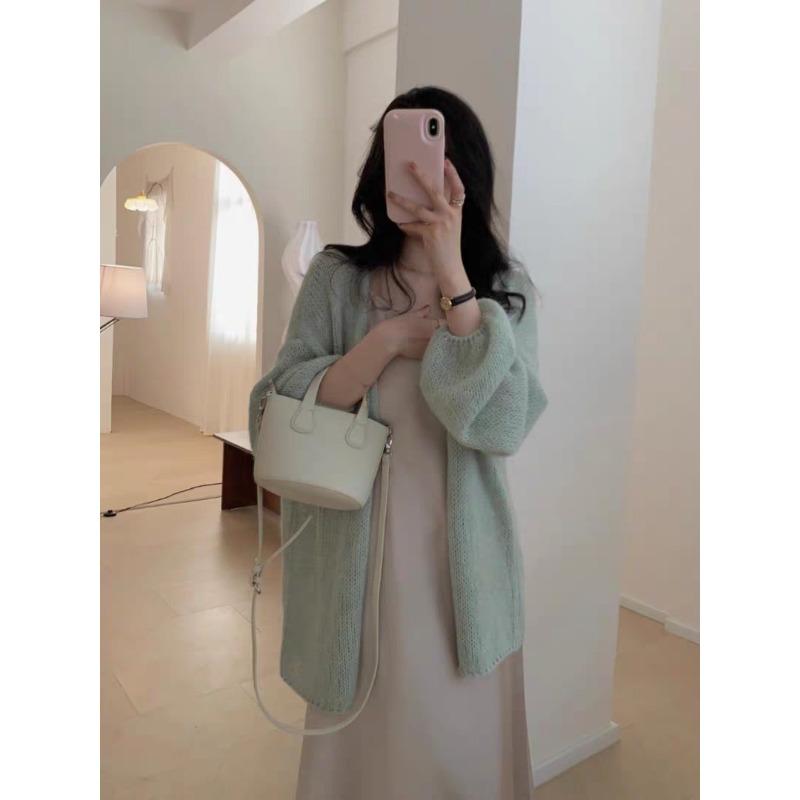 Весенний новый тонкий кружевной кардиган средней длины на шнуровке, с нежным вязаным узором, свободный, мягкий, восковой, солнцезащитный жакет женский