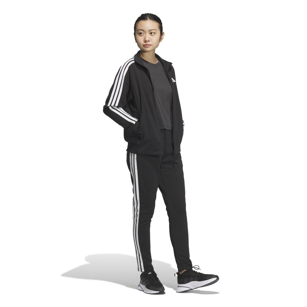Adidas Track Top Women's 3-Stripes Loose-Fit Double-Knit JVP35, Black/White (JW9786)