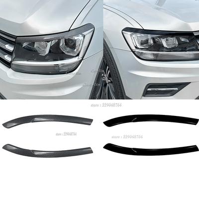 For Volkswagen Tiguan MK2 2017 2018 ABS Black Car Headlight Eyebrows Headlamp Eyelid Cover Trim Car Accessories