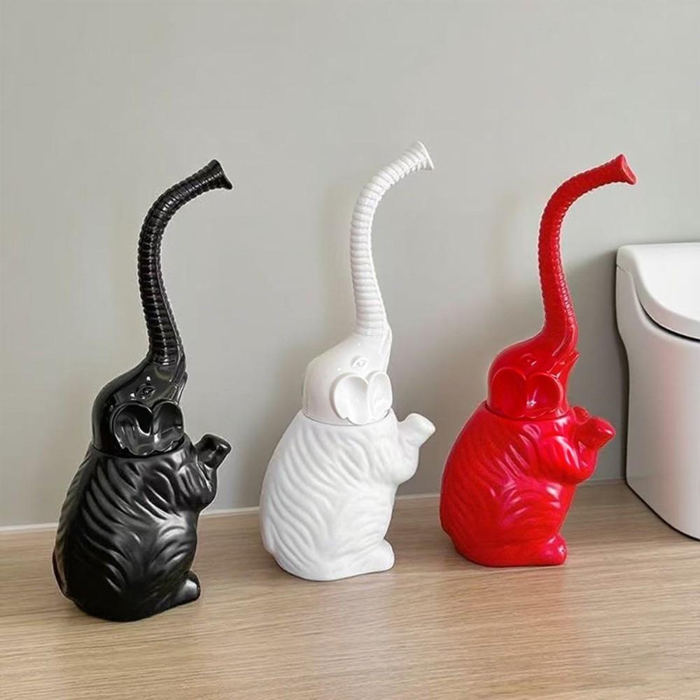 Long Handle Toilet Brush and Holder Resin Elephant Toilet Brush Cute Bathroom Decor  Home Use