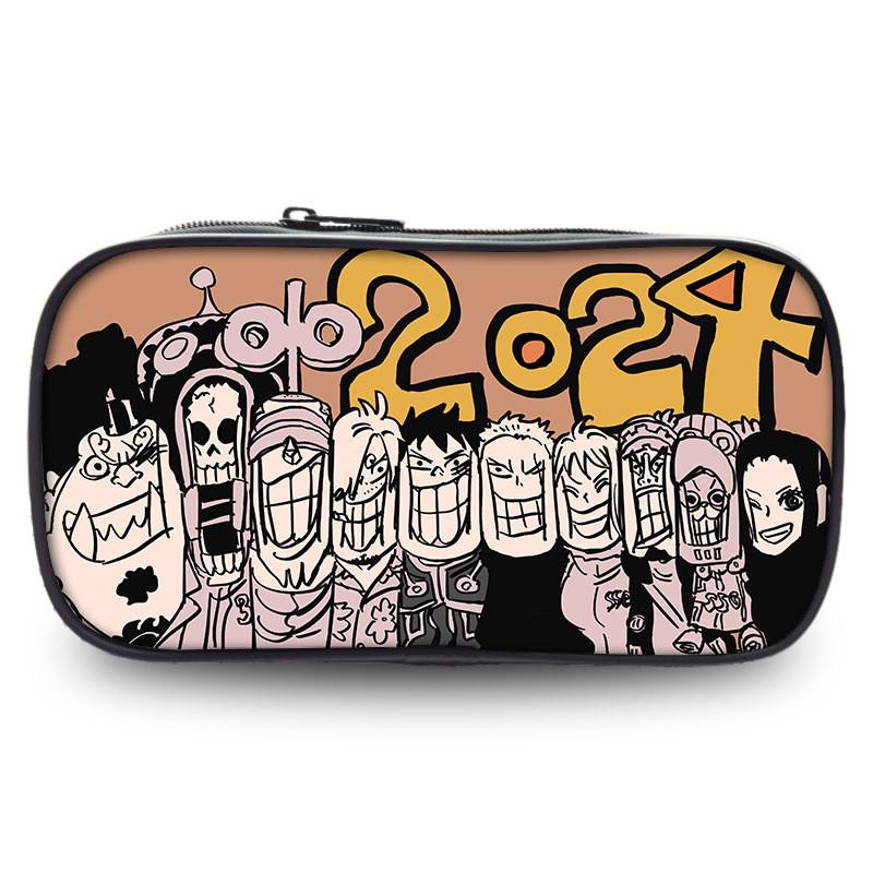 Stylish One Piece Student Pencil Case With Luffy And Zoro Skill Print Oxford Material