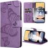 Coque - E.F.CONNECTION - Pour Xiaomi Redmi Note 14 5G - Synthécuir Violet - Motif Papillon - 2 Verres Trempés