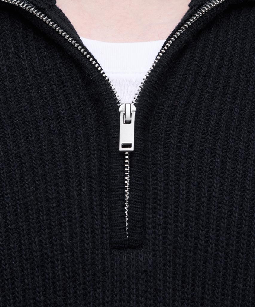 MUSINSA STANDARD Relaxed Ribbed Half Zip Knit [Black]
