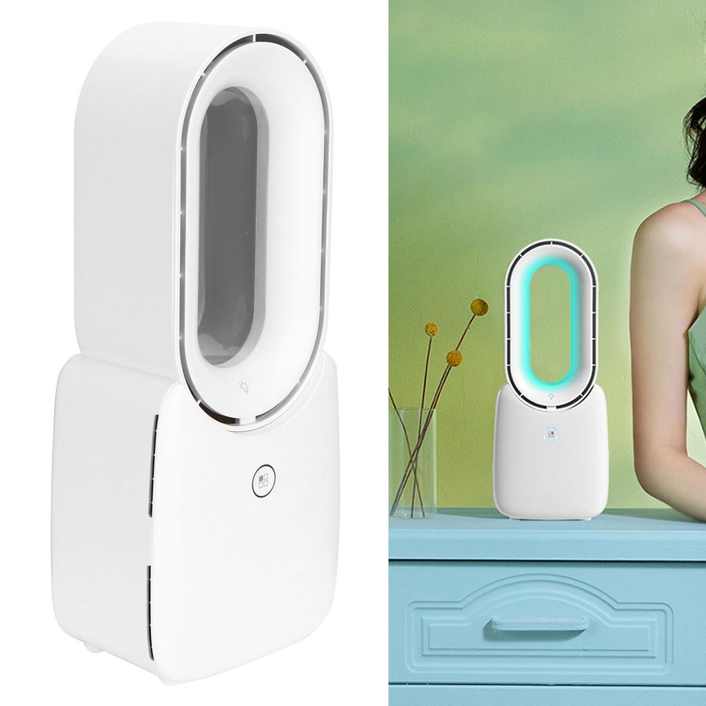 Bladeless Fan with Light Mini Portable Desktop Cooling Fan USB Charging for Home Office White