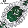 BEE SISTER BS Ladies Barrel Shape Full Diamond Wrist Watches Dress Gold Watch Women Crystal Diamond Watches Stainless Steel Silver Quartz Watches
