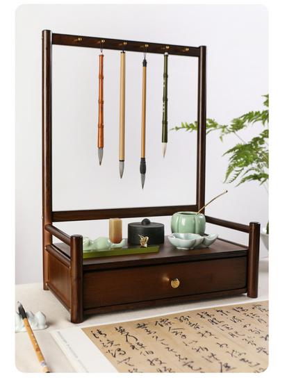 Multifunctional Bamboo Calligraphy Brush Holder - Multi-layer Creative Hanging Rack