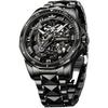 Skeleton Mechanical Automatic Luxury Watch Skeleton 50M Water Resistant Sapphire Glass Tungsten Band Luminous Black Watch for Men Men's Men's