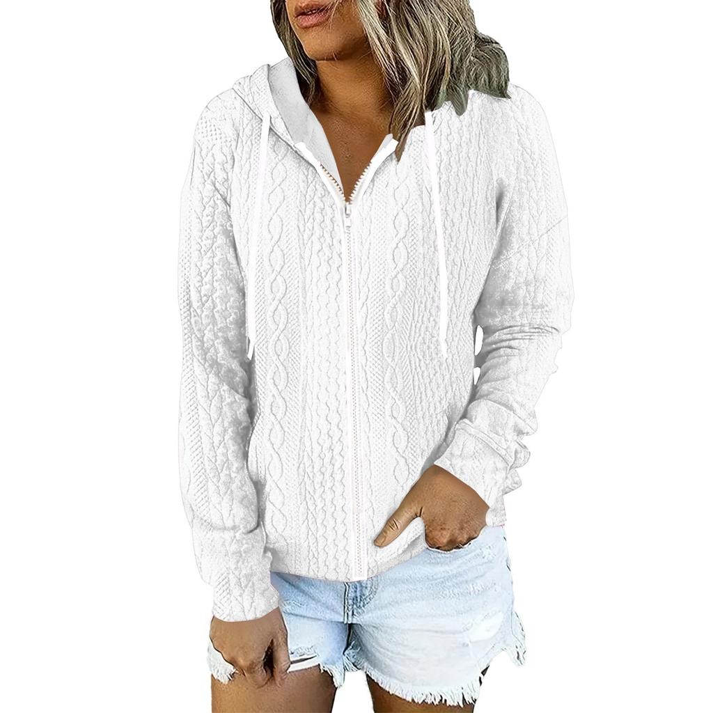 Женская зимняя мода повседневная однотонная куртка-кардиган с длинными рукавами на молнии с капюшоном