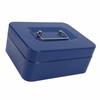 Маленький запирающийся денежный ящик Портативный двухслойный сейф Металлический ящик для денег для дома и офиса Синий